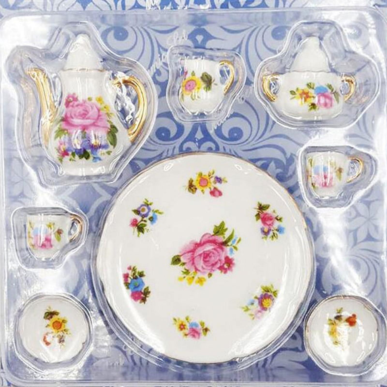 JETTINGBUY Dollhouse Miniature Dining Ware Porcelain; Tea Set Dish Cup Plate - image 3 of 4