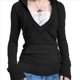 thumbnail image 2 of Sudadera con Capucha para Mujer, de Otoño, de Larga, Holgada, con Encaje, Cuello en V y Bolsillos. Negro M, 2 of 6