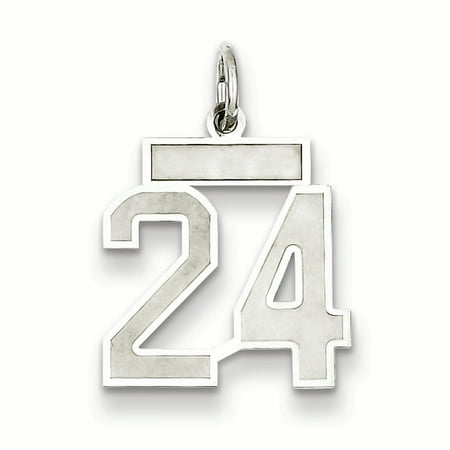 9mm Laser Etched Italian Charm - 925 Sterling Silver Small Number 24 Pendant Charm Necklace Sport Laser Etched Gifts For Women For Her