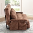 thumbnail image 6 of GAOHAPY Home Modern Corduroy Foldable and Adjustable Sleeper Sofa with 2 Pillows, Brown, 6 of 7