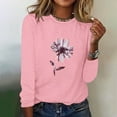 thumbnail image 2 of IROINNID Pink Tops for Women Long Sleeves Shirts Graphic Printed Round Neck Casual Tee Reduced,Pink, 2 of 5