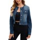 thumbnail image 4 of CHAQUETA CHIC PARA MUJER SIN COLLAR DE DENIM, CON BOTONES, ESTILO OESTE, DE MANGA LARGA, CORTA, COLOR AZUL OSCURO TAMAÑO S, 4 of 6