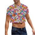 thumbnail image 1 of Camisas de Manga Corta de los Hombres, Moda Verano Ocio Impresión, Cuello Redondo Cultivo Manga Corta Superior, 1 of 9