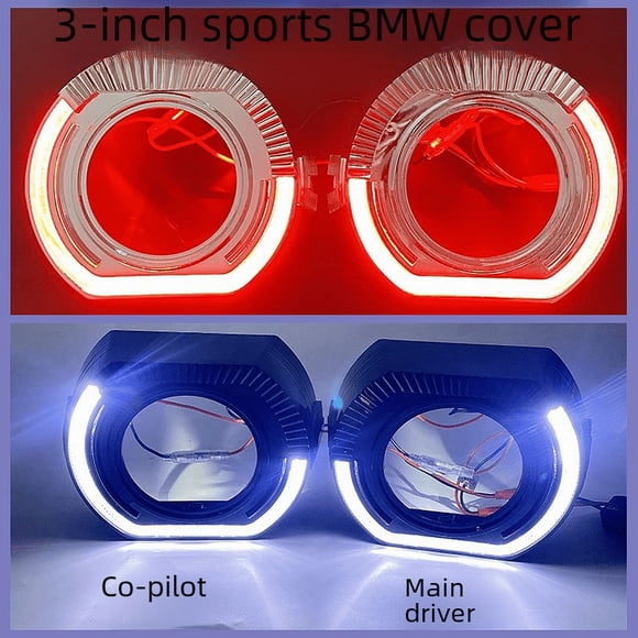 Guía de luz de ojo de ángel modificada con lente de 3 pulgadas y 2,5 pulgadas, cubierta decorativa integrada, parasol para lente, luz diurna LED