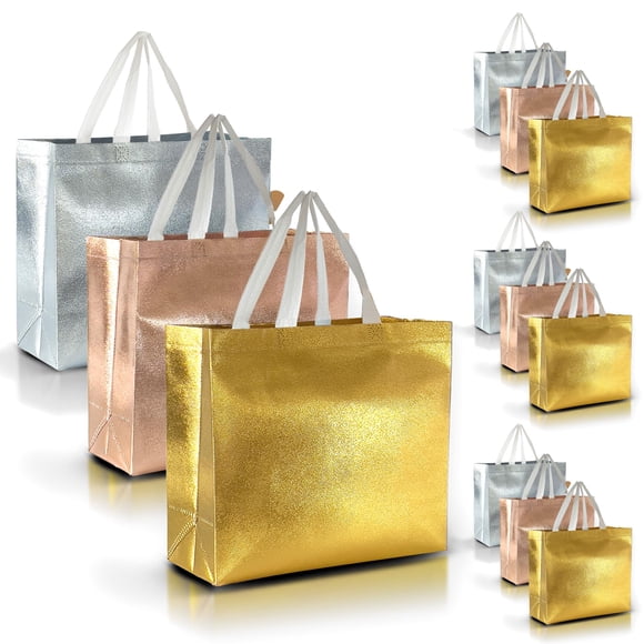Bolsas de regalo Nush Nush 30 unidades en oro rosa, plata y oro, 33 x 13 x 28 cm