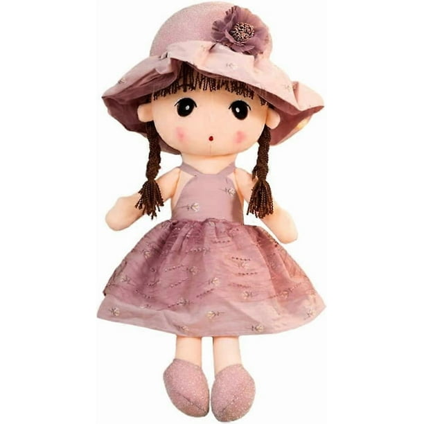 Soft Baby Doll with Clothes, 17.7 Cute Rag Doll Ragdoll Plush Stuffed Toy with Hat Skirt Handmade Princess Plush Toy Baby Girls Sleeping Partner Doll