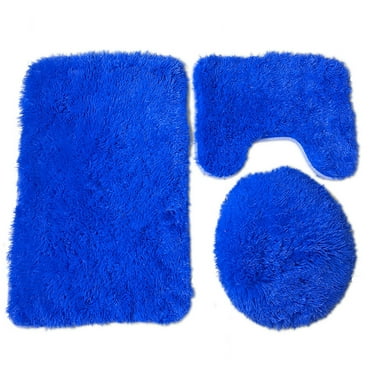AUQ Bathroom Rug Sets,3 Pieces Ultra Soft Non Slip and Absorbent Bath Rugs,Machine Washable Bathroom Rugs and Mats,Blue