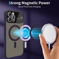 thumbnail image 5 of Magnetic Case for iPhone 12 Pro Max with Camera Lens Protector [Compatible with Magsafe] Shockproof Soft TPU & Hard Translucent Matte Back Protective Phone Case for iPhone 12 Pro Max Purple, 5 of 8