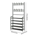 thumbnail image 5 of 4-Tier Coat and Shoe Rack, Multifunction Coat Rack, Coat Rack with Storage Shelf, Coat Rack with Shelf, Bedroom Entryway Freestanding Garment Clothes Organizer Rack with Hat Hanger, 5 of 5