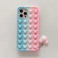 thumbnail image 2 of Funda de silicona Macaron compatible con iPhone X/XS, funda sensorial con burbujas de arcoíris y oso de dibujos animados con un bonito gancho para niñas y adolescentes (Macaron azul y rosa), 2 of 5