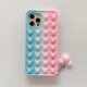 thumbnail image 2 of Funda de silicona Macaron compatible con iPhone XR, funda sensorial con burbujas de arcoíris y oso de dibujos animados con un bonito gancho para niñas y adolescentes (Macaron azul y rosa), 2 of 5
