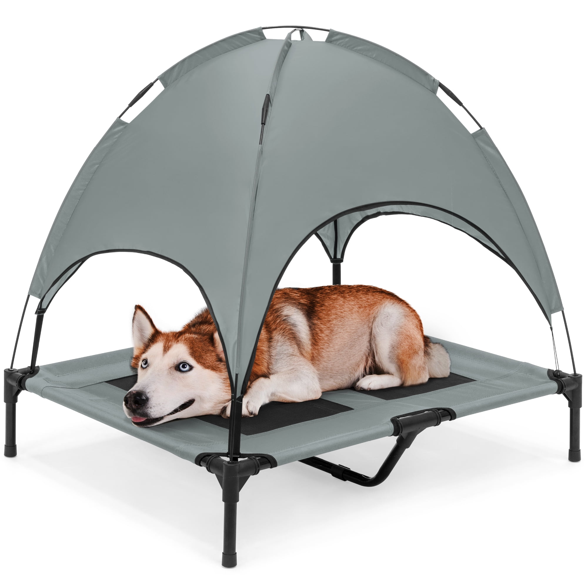 Best Choice Products 36in Outdoor Raised Mesh Cot Cooling Dog Pet Bed w/  Removable Canopy, Travel Bag - Gray - Walmart.com