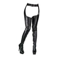 thumbnail image 2 of 6" Stiletto Heel Stretch PF Chap Boot - Blk Str Faux Leather/Blk Matte, 11, 2 of 5