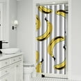 thumbnail image 2 of Banana Print Shower Curtain Yellow Fruit Pattern Cute Kawaii Cartoon Funny Design Aesthetic Illustration Painting for Banana Lover Tropical Bathroom Decor Waterproof with Hooks, 2 of 5