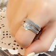 thumbnail image 5 of PERITANG 2pcs His and Hers Wedding Ring Sets Couples Engagement Rings Women and Men 925 Sterling Silver Full Cubic Zirconia, 5 of 8