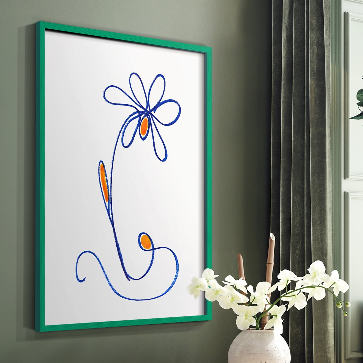Wobbly Blooms II Framed Print - Solid Wood in Single Picture Frame Solid Wood 2 Framed Print