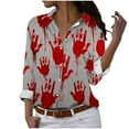 3/4 Length Sleeve Summer Work Womens Tops Halloween Cat Shirts Plus