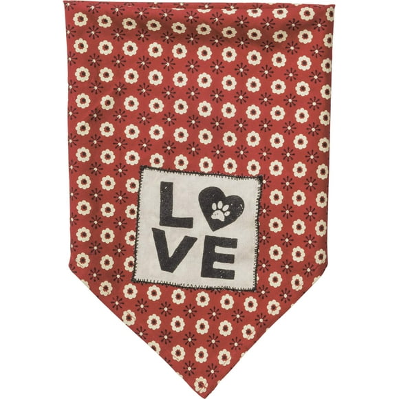 Primitives by Kathy Pet Bandana, 16" x 16", Love