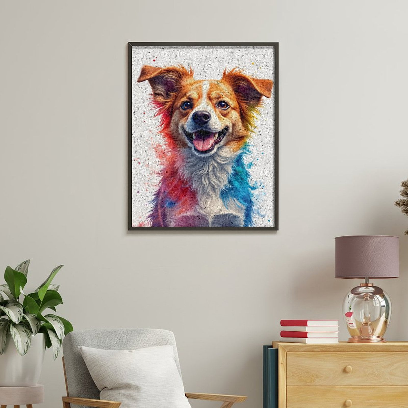 Paint By Numbers Kit for Adults Beginner - DIY Colorful Dog Portrait Splash Art Canvas Painting Kits for Adults, Frameless Paint By Number for Adults for Home Wall Decor 16x20 Inch