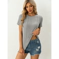 thumbnail image 4 of AviBest Women's T-Shirts , Ribbed Crew Neck Short Sleeve Tshirts, 4 of 7