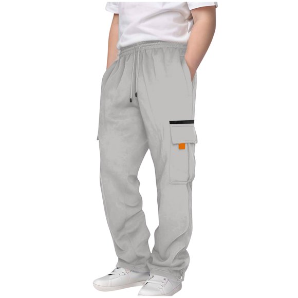 Lmnyox Cargo Pants for Kids Loose Straight Leg Elastic Waist Outdoor Sport Trouser Big Boys Girls Casual Pants