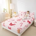 thumbnail image 4 of Manfei Pink Christmas Tree Bed Sheets,Cute Santa Claus King Sheets,Brown Gingerbread Man Sheet Set For Girl Boy,Ultra Soft Home Decor,4pcs, 4 of 7