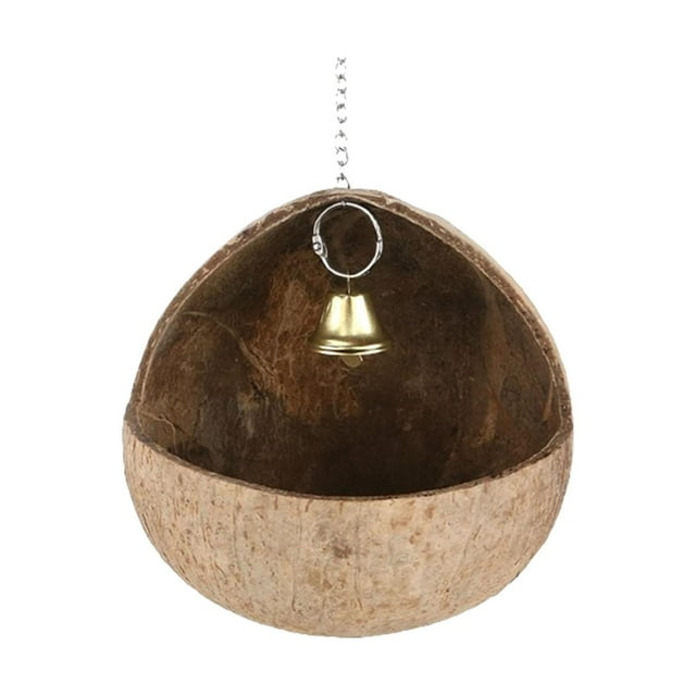 hecha de cáscara de coco, casa de cría de pájaros para periquitos, casita para pájaros, casa de pájaros hecha de cáscara de coco, lugar de cría para p Sin coco rallado