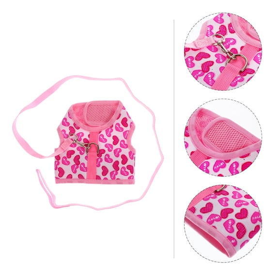 ADDHAT Pet Cool Mesh Dog Harness Vest with Leash Pink Comfortable Fit for Small Dogs