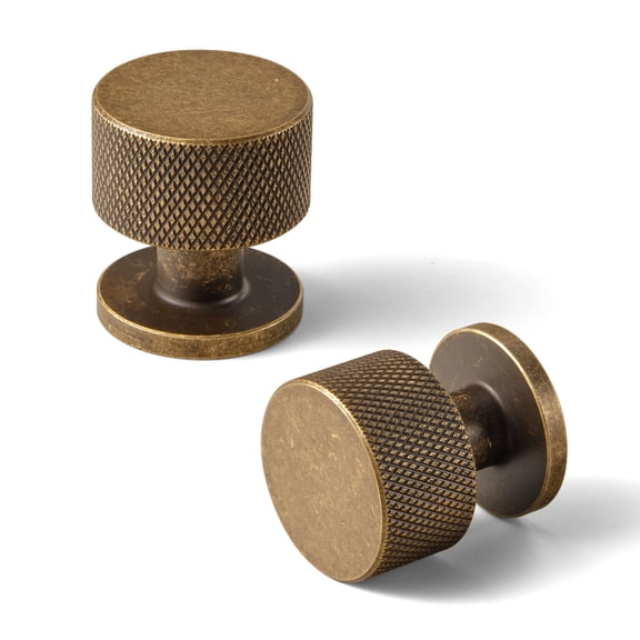 Goo-Ki Vintage Retro Antique Brass Zinc Alloy Cabinet Drawer Knob, Single Hole Knurled Decorations Cabinet Pull Hardware for Bedroom, Kitchen, 6 Pack