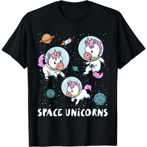 Space Unicorns Funny Astronaut Planet Travel Unisex T-Shirt for Men Women Kids Toddler