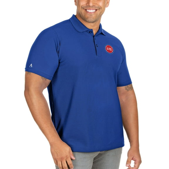 Men's Antigua Blue Detroit Pistons Big & Tall Legacy Pique Polo
