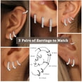 thumbnail image 3 of LUNVKY 3 Pairs Hoop Earrings for Women CZ Small Huggie Cartilage S925 Sterling Silver Post Hypoallergenic Earrings Set for Multiple Piercing Birthday Jewelry Gifts Teen Her Ideas, 3 of 5