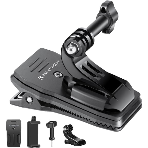 K&F CONCEPT 360° Rotation Backpack Strap Quick Clip Mount for Hero 13/12/11/10/9/8/7/6/5/4 Black, DJI Osmo Action 5 Pro/4/3 and Other Action Camera