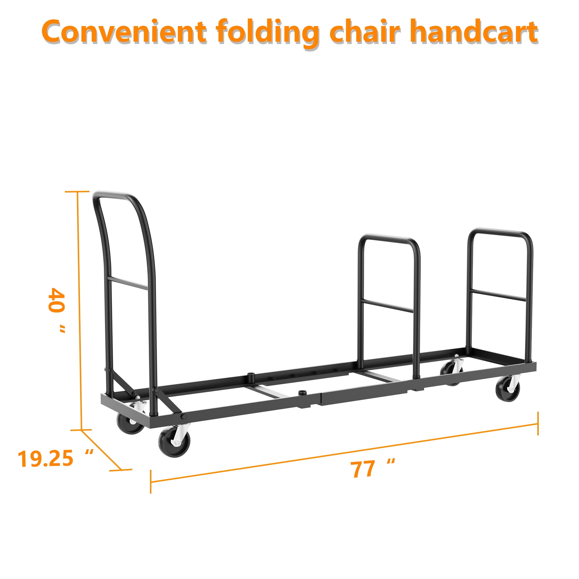 HOHYN Industrial Folding Chair Hand Truck | 2000LB Capacity, 4-Wheel Stability System, All-Terrain Mobility | Ideal for Event Venues, Banquet Halls and Hospitality Use