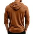 thumbnail image 4 of HAJWOH Men's Hoodies 3/4 Sleeve Workout Beach Shirts Vneck Breathable with Drawstring Sweatshirt, 4 of 5
