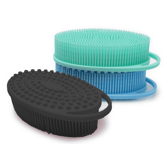 XINNAISI Silicone Loofah Bath Brush, Dual-Sided Exfoliating Body Scrubber for Men Women(3 Pack)