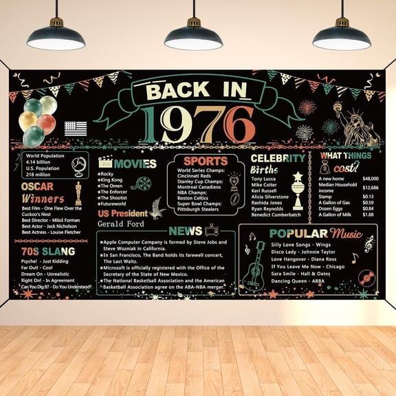5.9x3.6FT 50th Birthday Backdrop Colorful Back in 1976 50 Year Old Birthday Background for Men Women Vintage 1976 50th Class Reunion Party Decorations Banner Supplies Photo Booth Props