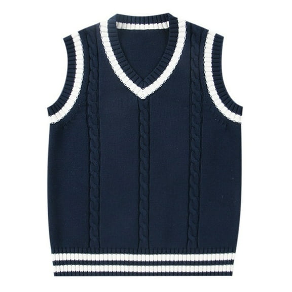 jinghuiyue Women’s Sweater Vest V Neck Sleeveless Knit School Uniform Basic Casual Preppy Style Ribbed Pullover Tops XL
