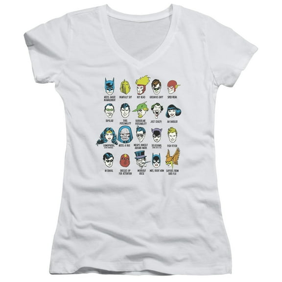 DC Comics Superhero Issues Junior Women's V-Neck T-Shirt White