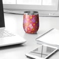 thumbnail image 3 of 12oz Stemless Wine Tumblers Red Daisy Flower Retro Pattern Vacuum Insulated Stainless Steel Travel Tumbler Cups Mug with Lid and Straw for Champaign,Cocktail,Beer with Cleaning Brush, 3 of 5