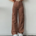thumbnail image 2 of Ediodpoh Women Wear Waist Three Pocket Trousers Cargo Pants Casual Pants Tailored Fit Womens Work Pants Coffee XXXL, 2 of 8