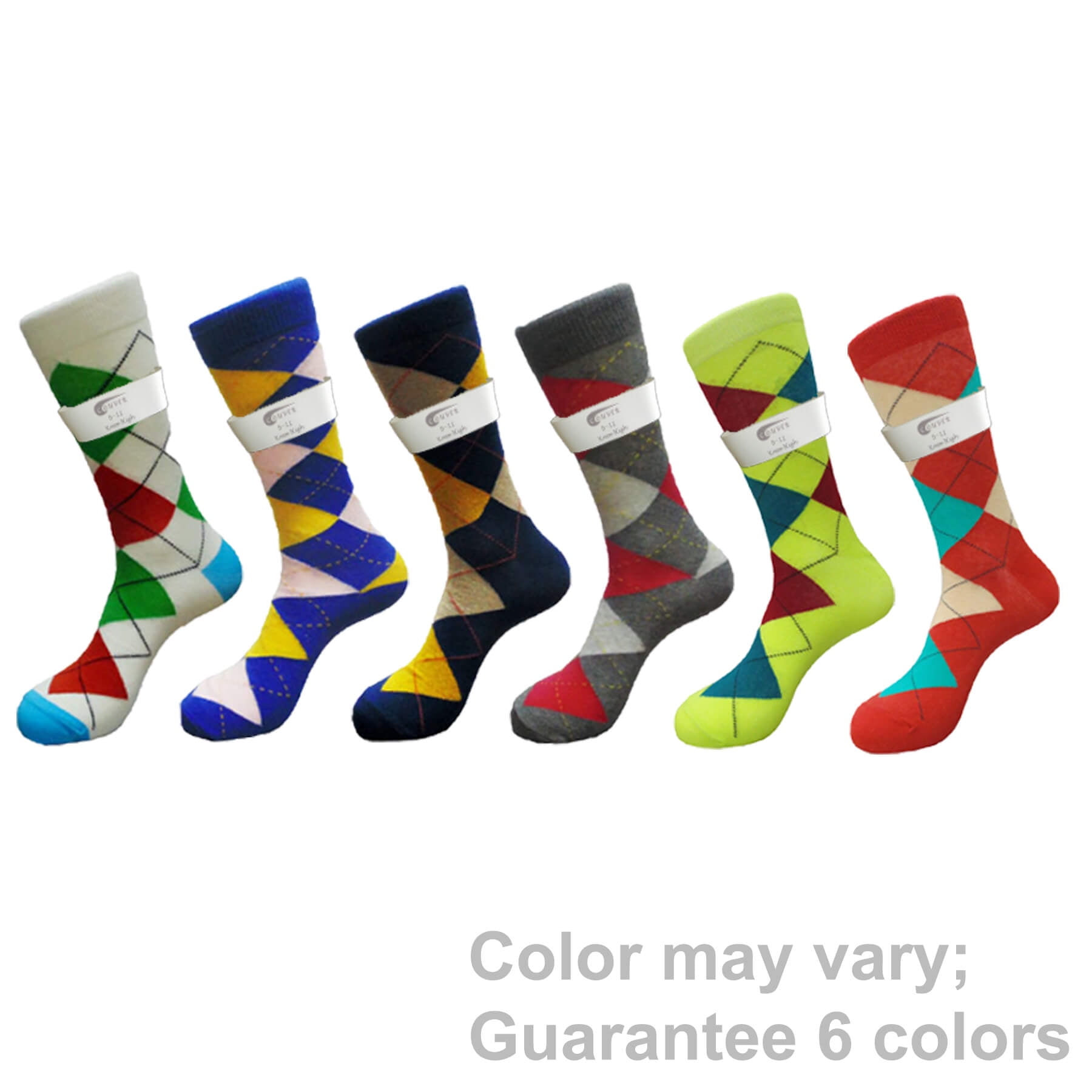 US Size 9-11 Fashion Mens Cotton Warm Colorful Diamond Casual Dress Socks 