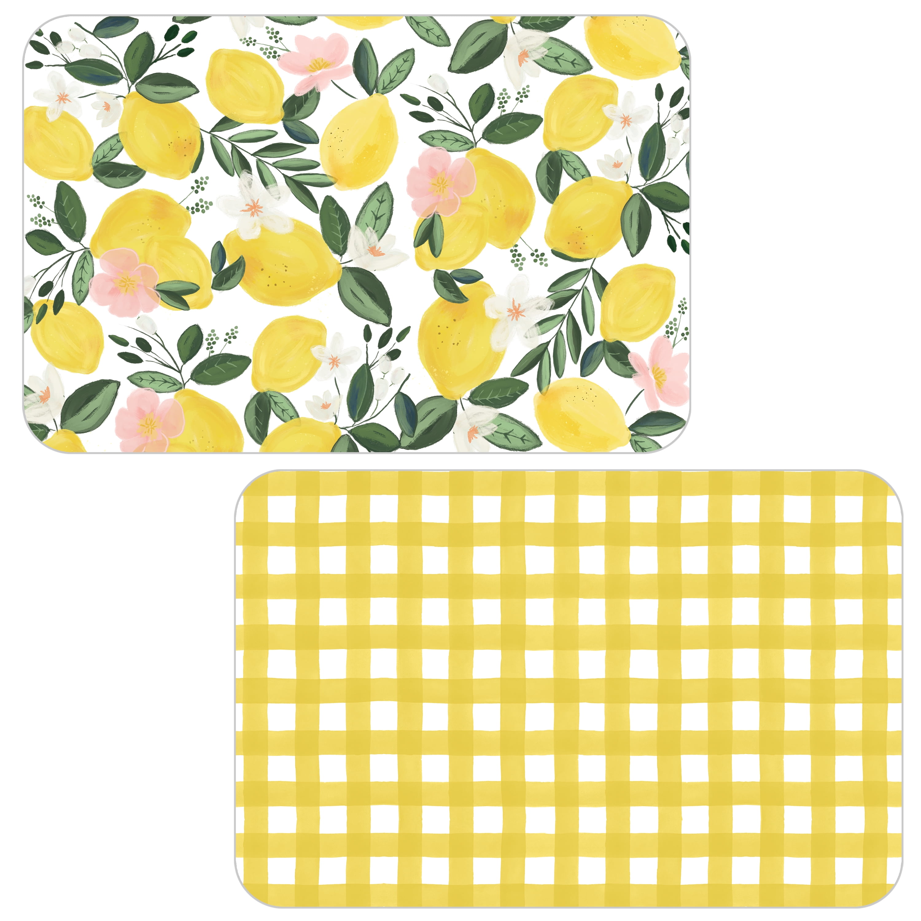 (4 pack) Conimar Lemons on the Vine Reversible Flexible Plastic Placemat