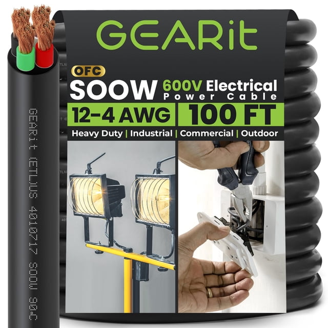 Cable de Alimentación GEARit 30 m Calibre 12/4 SOOW 600V 4 Conductores