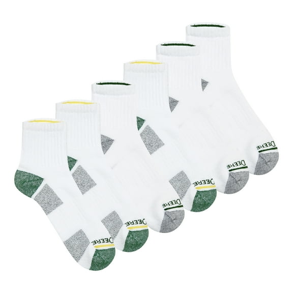John Deere Men's Socks, Workwear Max Cushion High Ankle Socks, 6-Pack