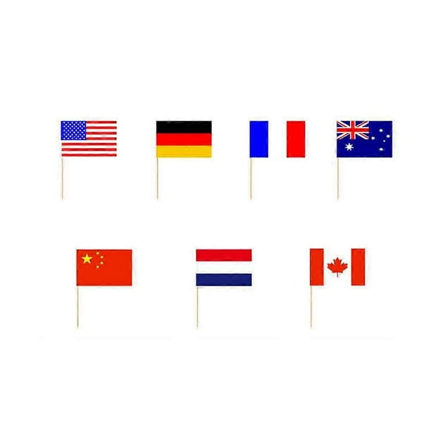 Assorted Flag Shaped Cake Toppers 200Pcs Party Food Picks For Celebrations And Events 6.5Cm