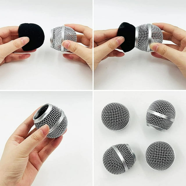 kurtrusly Grille de Microphone de Remplacement Portable Professionnelle Détachable Filaire Sans Fil avec Éponge Intégrée KTV Fête Concert Tête de Micro Pièce Type 2