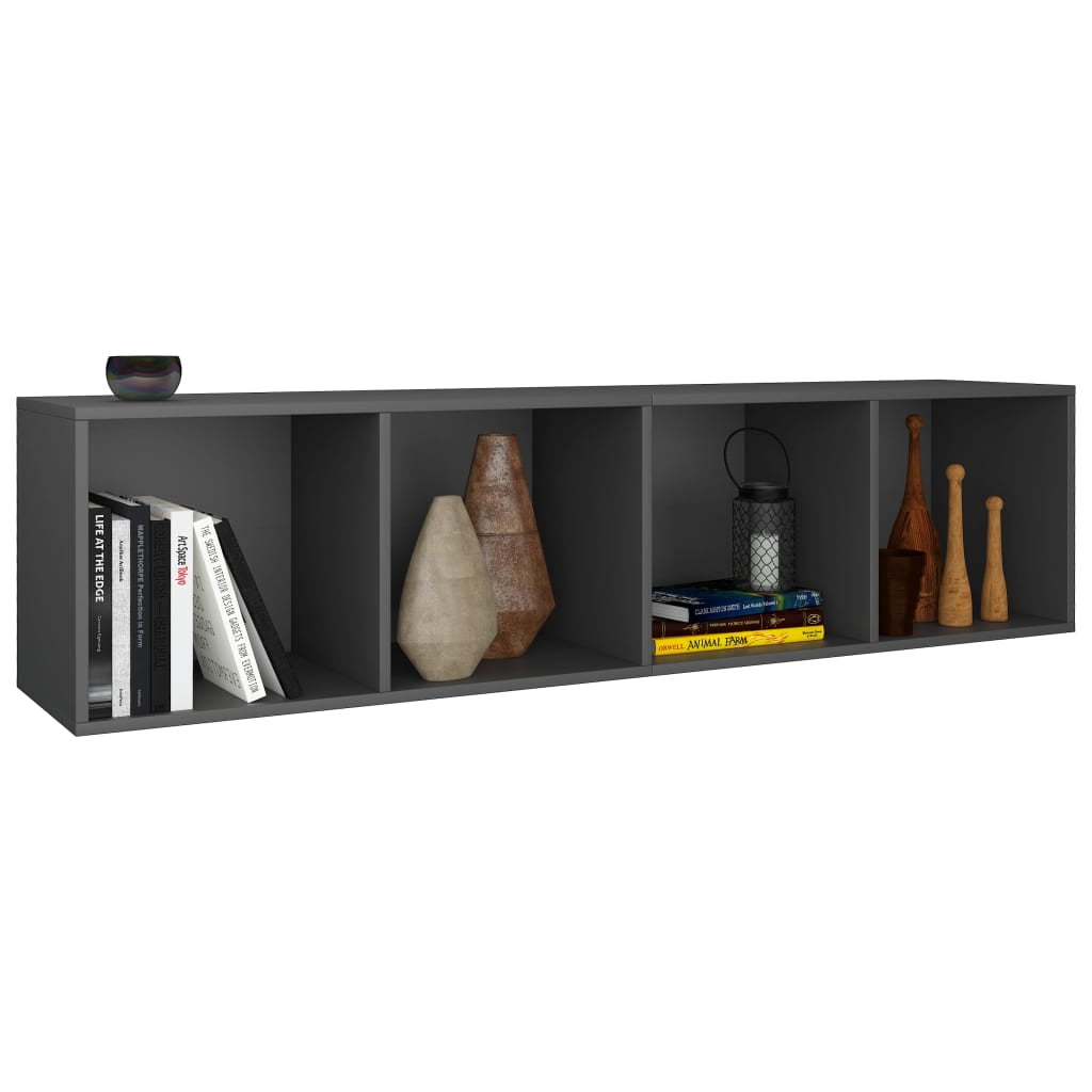 Kepooman 14" Modern 4-Tier Vertical Storage Bookcase for Office Living Room Bedroom, Tall Cube Bookshelf with Storage, Dark Grey