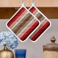 thumbnail image 2 of Red Pink Pot Holders for Kitchen Heatproof Potholder, 5 Pack Farmhouse Wood Grain Vintage Brown Striped Hot Pads Multipurpose Oven Pads Cloth Potholders Trivet for Cooking Baking, 2 of 8