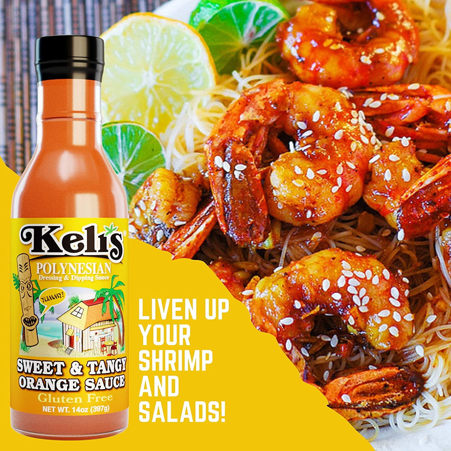 Keli's Sweet & Tangy Orange Sauce, Vegan Polynesian Sweet & Sour Soy Free Creamy Salad Dressing, Glazing and Dipping Sauce with a hint of Mustard. All Natural, Non GMO - 15oz (Pack of 2)